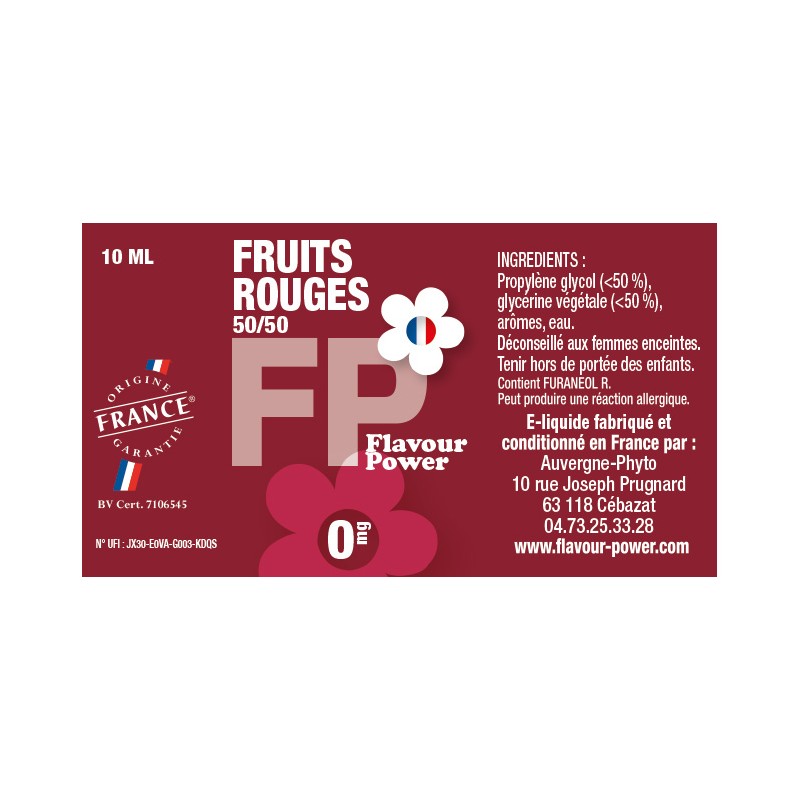 E-liquide Fruits rouges 10ml - 50/50 by FP - Flavour Power